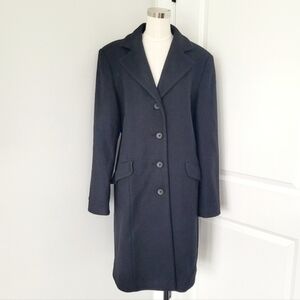 Vtg Black Wool Overcoat City Fall Formal Party Preppy Retro Spring Winter Work